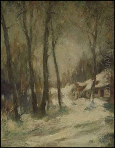 The Winter Road Oil Painting by Charles Ernest de Belle