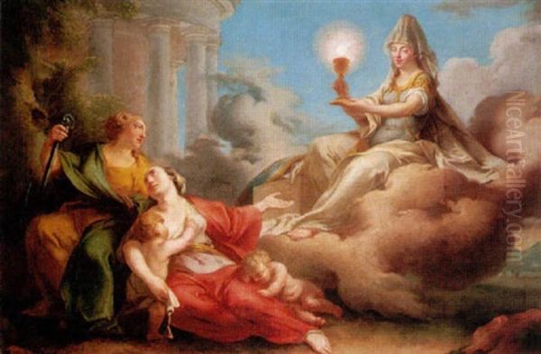 The Three Theological Virtues: Faith, Hope And Charity Oil Painting by Clement Louis Belle