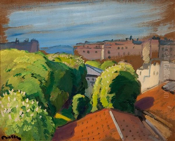 Vue D'une Ville Mediterraneenne (alger ? ) Oil Painting by Marcel Belle