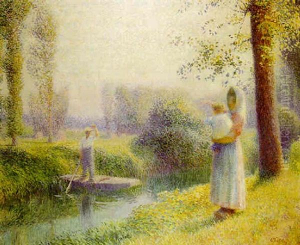 Jeune Fille Et Enfant A La Ferte Gaucher Sur Grand Morin by Marcel Belle