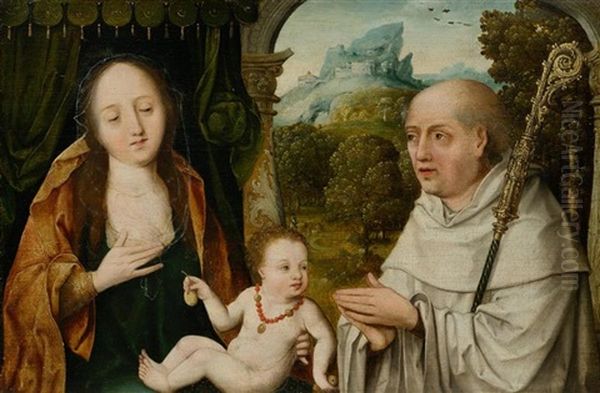 Madonna Mit Kind Und Heiliger Bernhard Von Clairvaux Oil Painting by Jean Bellegambe