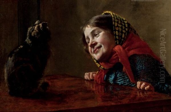 Mi Gatito Oil Painting by Gaetano Bellei