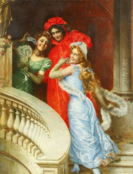 Off To The Masquerade Oil Painting by Gaetano Bellei