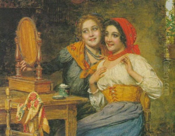 Admiring Their Reflection Oil Painting by Gaetano Bellei