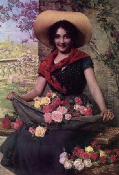 A Bounty Of Roses Oil Painting by Gaetano Bellei