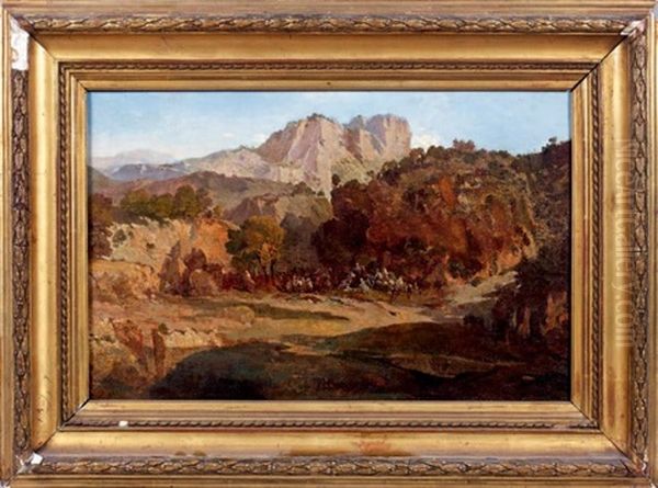 Vue Des Gorges De La Chiffa Oil Painting by Jean Joseph Francois Bellel