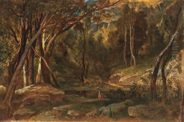 Waldlandschaft Oil Painting by Jean Joseph Francois Bellel