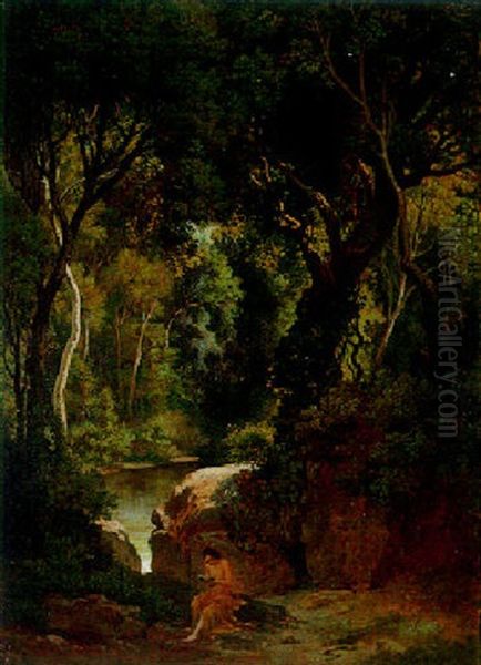 Etang Sous Bois Oil Painting by Jean Joseph Francois Bellel