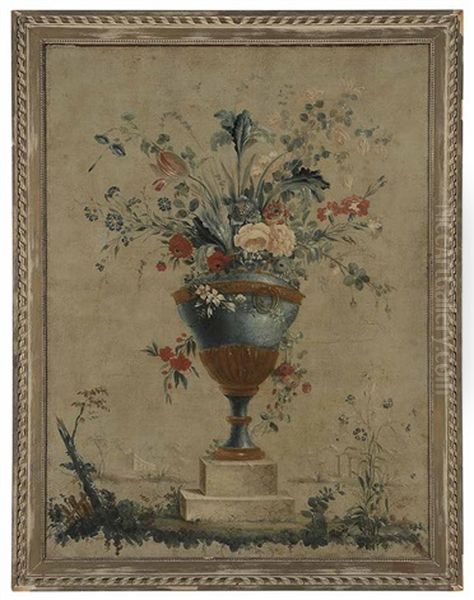 Still Life Of Spring Flowers In A Marble Urn Oil Painting by Michel Bruno Bellenge