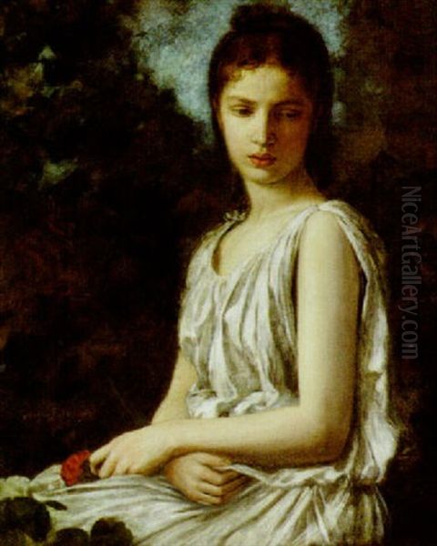 Girl With Rose by Georges Bellenger