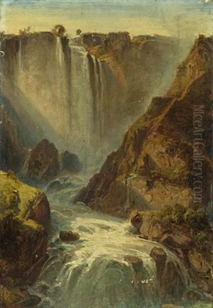 Das Wasserfall Von Terni Oil Painting by Ferdinand Bellermann