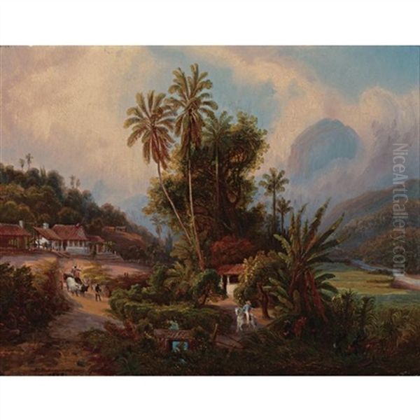 Hacienda Azucarera De San Esteban, Cerca De Puerto Cabello Oil Painting by Ferdinand Bellermann