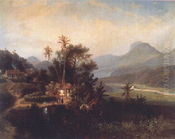 En El Trapiche (hacienda De San Esteban De Puerto Cabello) Oil Painting by Ferdinand Bellermann