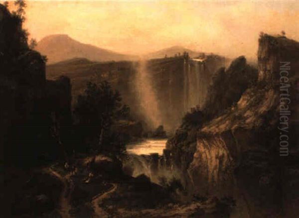 The Tivoli Falls Oil Painting by Ferdinand Bellermann