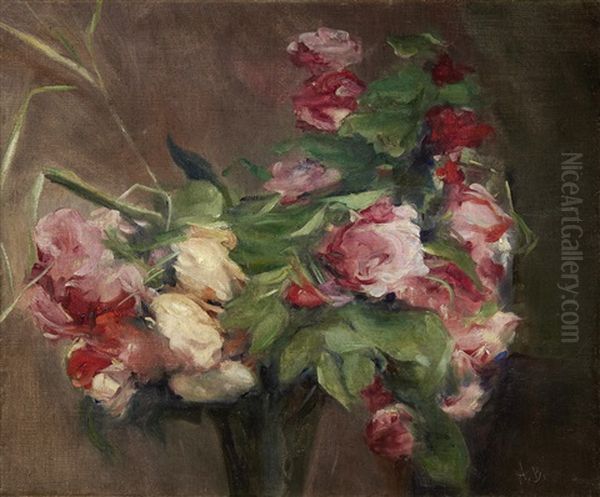 Still Life Of Roses Oil Painting by Albert De Belleroche