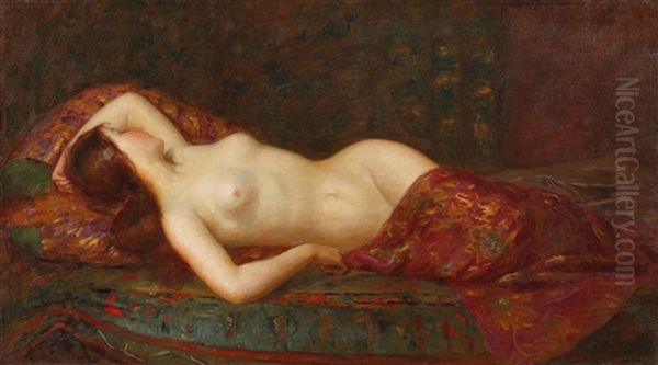 Nud In Interior Oriental Oil Painting by Pierre Bellet