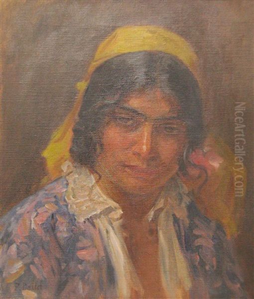 Gipsy Portrait Oil Painting by Pierre Bellet