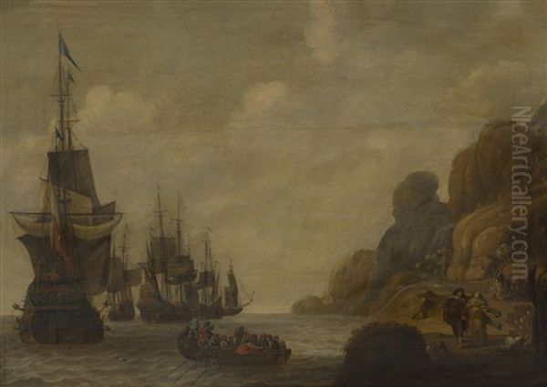 Marina Con Barcos Oil Painting by Jacob Adriaenz. Bellevois