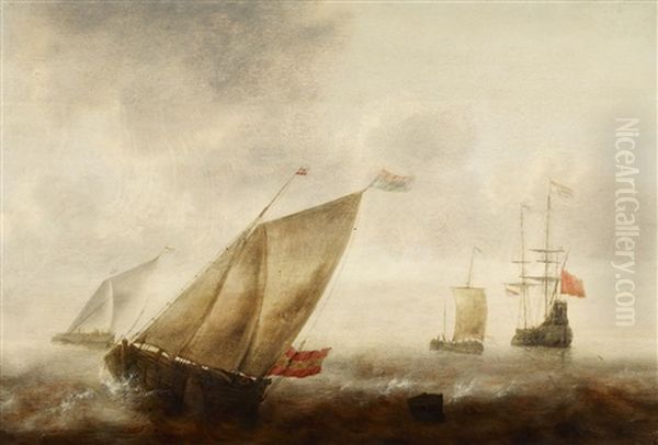 Marine Mit Seglern Im Wind Oil Painting by Jacob Adriaenz. Bellevois