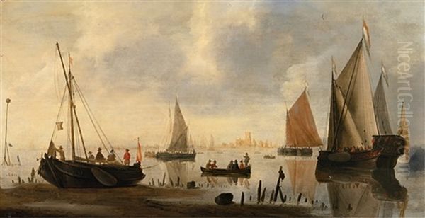 Seestuck Mit Der Ansicht Von Dordrecht Oil Painting by Jacob Adriaenz. Bellevois