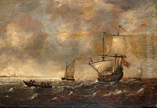 Kustbild Med Segelfartyg Oil Painting by Jacob Adriaenz. Bellevois