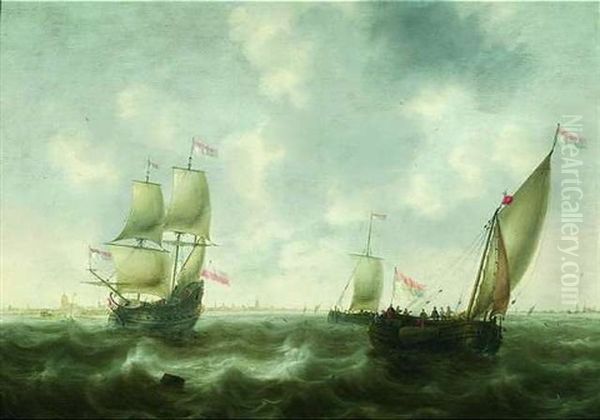 Schiffe Vor Hollandischer Kuste Oil Painting by Jacob Adriaenz. Bellevois