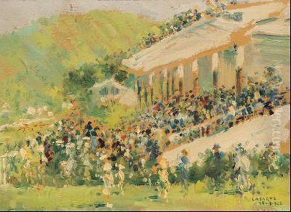 Hipodromo De Lasarte(san Sebastian) Oil Painting by Jose Aguilera