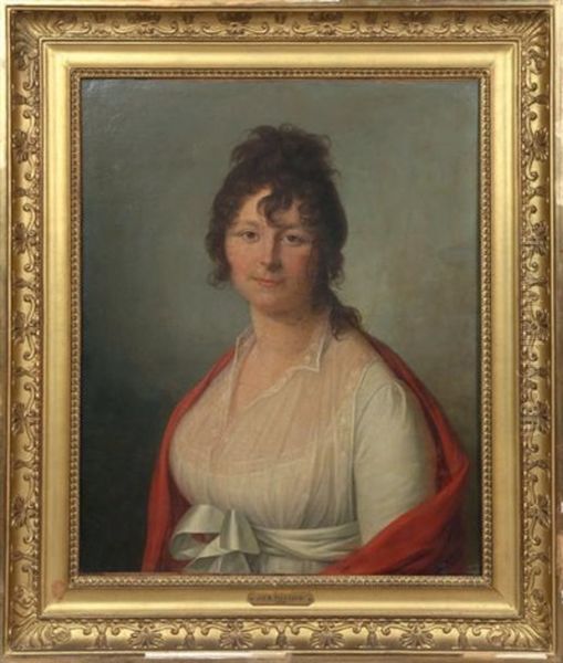 Portrait De Jeune Femme Oil Painting by Jean-Francois-Marie Bellier