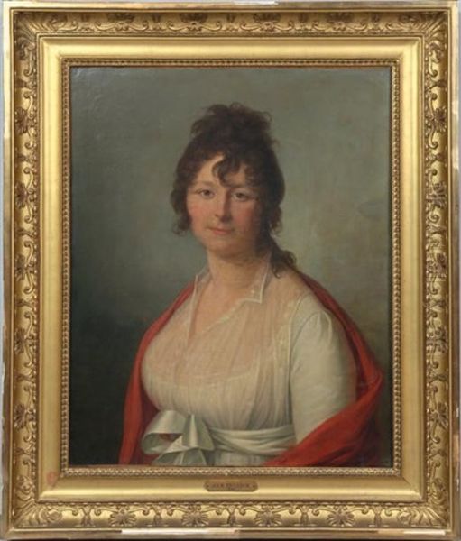 Portrait De Jeune Femme, Probablement La Fille De L'artiste Oil Painting by Jean-Francois-Marie Bellier