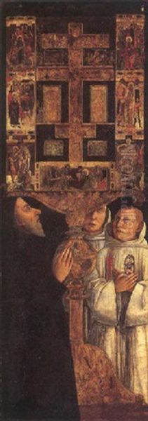 Cardinal Bessarion Attended By The Two Brothers Of The Scuola Della Carita In Prayer With The Bessarion Reliquary Oil Painting by Gentile Bellini