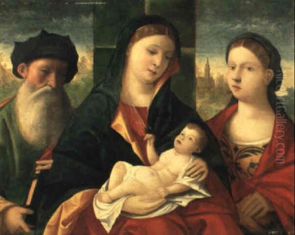 Madonna Mit Kind Und Zwei Heiligen Oil Painting by Gentile Bellini