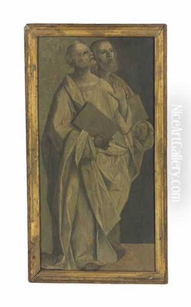 Saint Peter And Saint John The Evangelist - En Grisaille Oil Painting by Giovanni Bellini