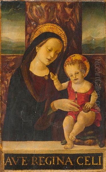 Thronende Maria Mit Dem Kind Vor Einer Landschaft Oil Painting by Giovanni Bellini