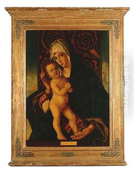 Die Madonna Mit Dem Stehenden Kind Auf Einer Brustung Oil Painting by Giovanni Bellini