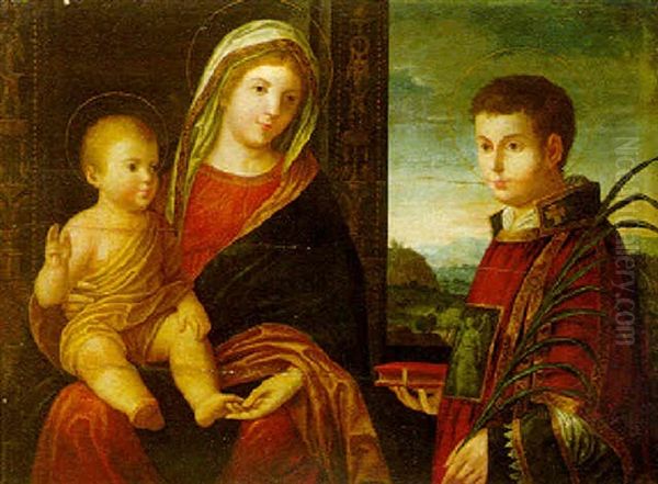 The Madonna And Child With Saints Sebastian And Roch Oil Painting by Giovanni Bellini