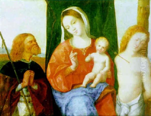 The Madonna And Child With St. Sebastian And St. Roch Oil Painting by Giovanni Bellini