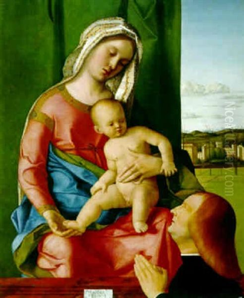 The Madonna And Child With Male Donor Oil Painting by Giovanni Bellini