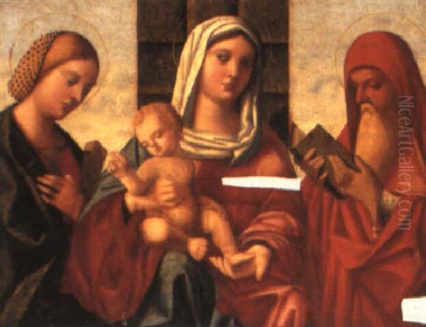 The Madonna And Child With St. Jerome And A Female Saint Oil Painting by Giovanni Bellini