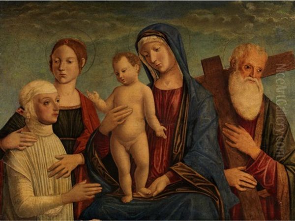 Madonna Mit Dem Kind, Zwei Heiligen Und Einer Stifterfigur Oil Painting by Jacopo Bellini