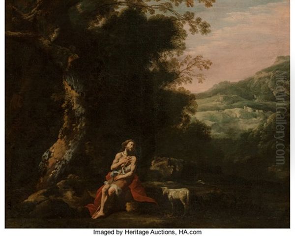 St. John The Baptist In The Wilderness Oil Painting by Antonio De Bellis