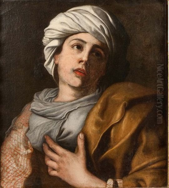 Sibylle Au Turban Blanc Oil Painting by Antonio De Bellis