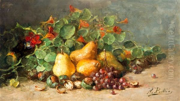 Stilleven Met Oost-indische Kers, Peren, Druiven En Walnoten Oil Painting by Hubert Bellis