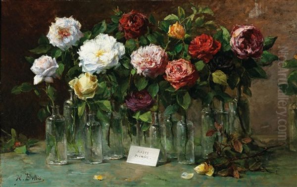 Roses Primees Oil Painting by Hubert Bellis