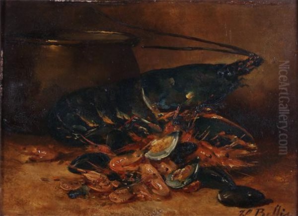 Homard Et Crustaces Oil Painting by Hubert Bellis