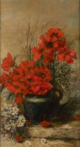 Composition Aux Pavots Oil Painting by Hubert Bellis