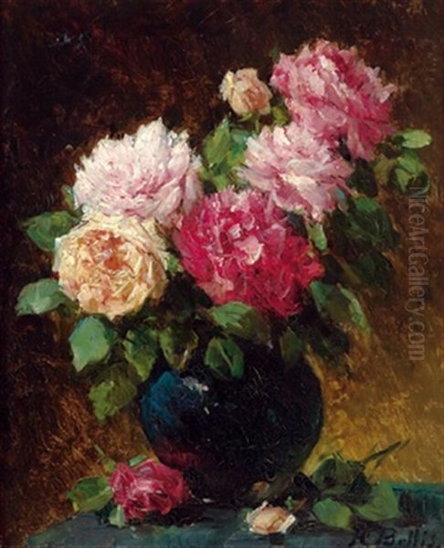 Blumenstilleben Oil Painting by Hubert Bellis