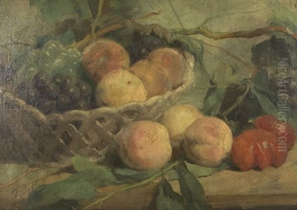 Still Life With Grapes And Peaches Oil Painting by Hubert Bellis