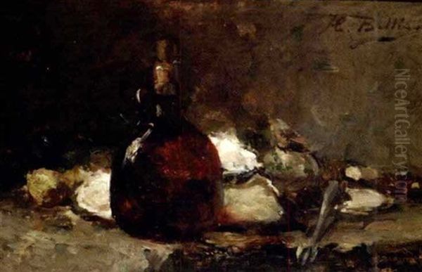 Stilleben Mit Kugelflasche, Austern Und Zitrone Oil Painting by Hubert Bellis