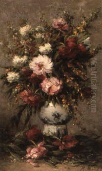 A Vase Of Flowers Oil Painting by Hubert Bellis