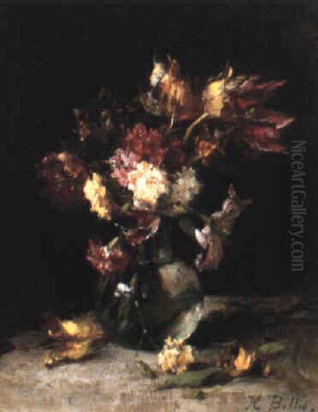 Still Life With Tulips And Carnations In A Vase Oil Painting by Hubert Bellis